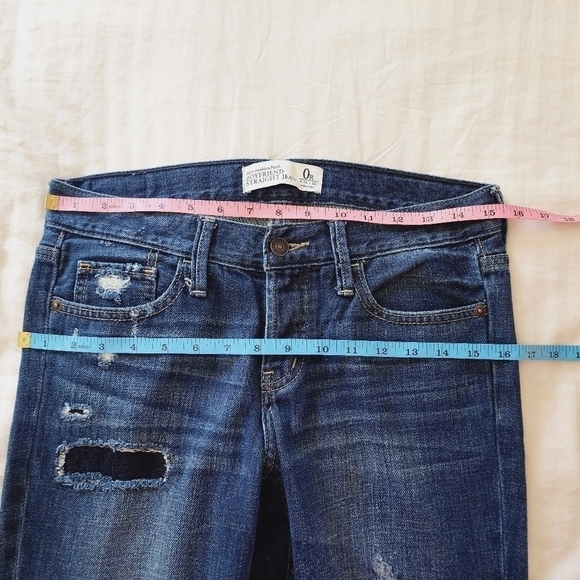Abercrombie & Fitch Button-fly Distressed Boyfriend Straight Jeans size 0/25r - Picture 4 of 7